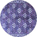 Round Machine Washable Persian Blue Traditional Rug, wshtr1353blu