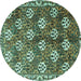 Round Machine Washable Persian Turquoise Traditional Area Rugs, wshtr1353turq