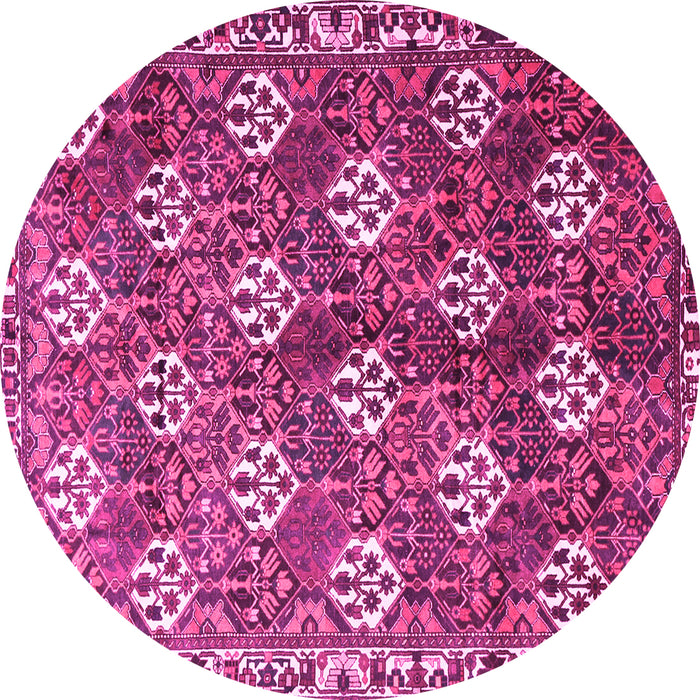 Round Machine Washable Persian Pink Traditional Rug, wshtr1353pnk