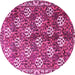 Round Machine Washable Persian Pink Traditional Rug, wshtr1353pnk