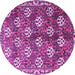 Round Machine Washable Persian Purple Traditional Area Rugs, wshtr1353pur