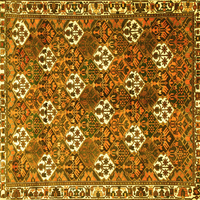 Square Machine Washable Persian Yellow Traditional Rug, wshtr1353yw