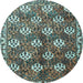 Round Machine Washable Persian Light Blue Traditional Rug, wshtr1353lblu