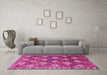 Machine Washable Persian Pink Traditional Rug in a Living Room, wshtr1353pnk