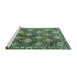 Sideview of Machine Washable Persian Turquoise Traditional Area Rugs, wshtr1353turq