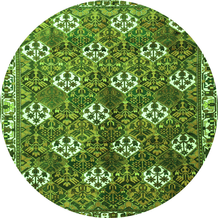Square Persian Green Traditional Rug, tr1353grn
