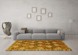 Machine Washable Persian Yellow Traditional Rug in a Living Room, wshtr1353yw