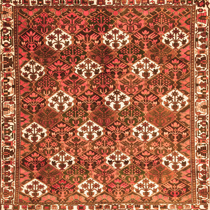 Round Machine Washable Persian Orange Traditional Area Rugs, wshtr1353org