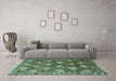 Machine Washable Persian Turquoise Traditional Area Rugs in a Living Room,, wshtr1353turq