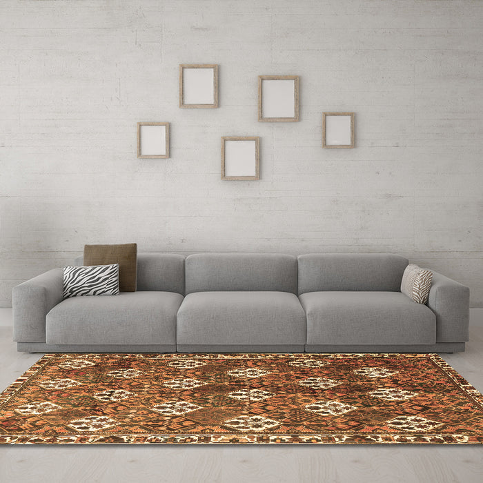 Machine Washable Persian Brown Traditional Rug in a Living Room,, wshtr1353brn