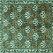 Square Machine Washable Persian Turquoise Traditional Area Rugs, wshtr1353turq