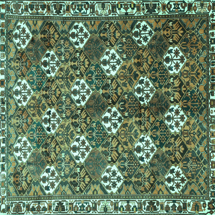 Square Persian Turquoise Traditional Rug, tr1353turq