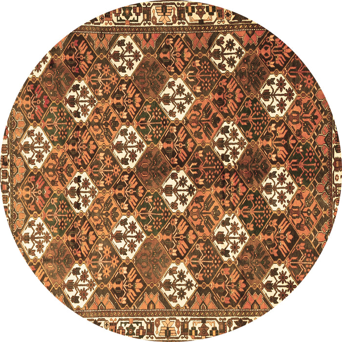 Round Persian Brown Traditional Rug, tr1353brn