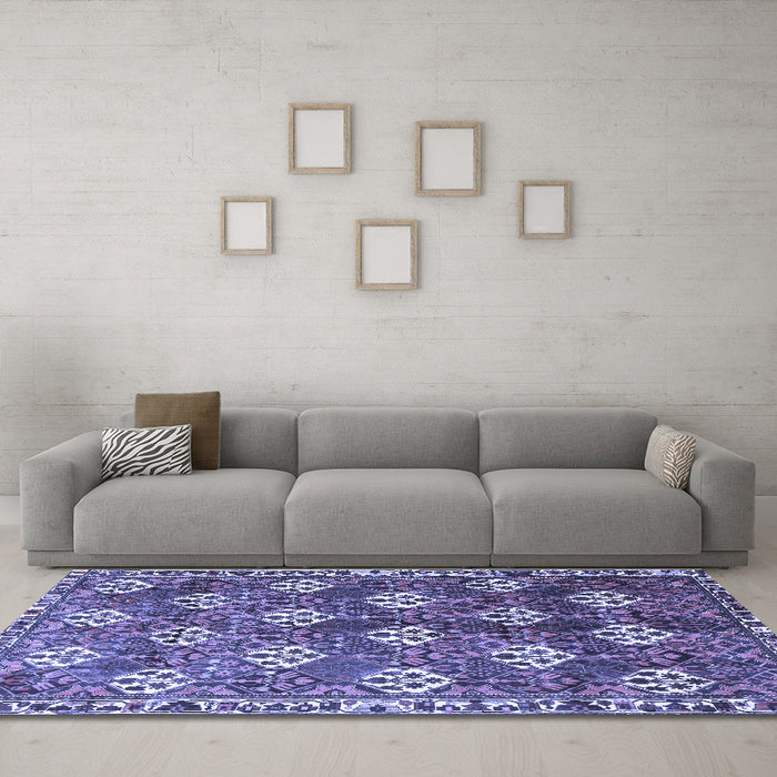 Machine Washable Persian Blue Traditional Rug in a Living Room, wshtr1353blu