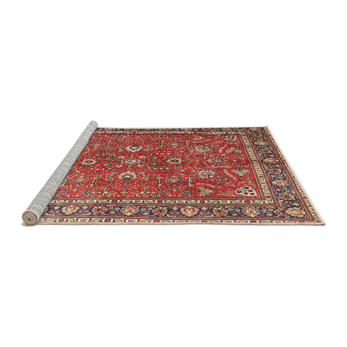 Sideview of Machine Washable Traditional Light Copper Gold Rug, wshtr1354
