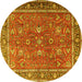 Round Machine Washable Persian Yellow Traditional Rug, wshtr1354yw