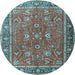 Round Persian Light Blue Traditional Rug, tr1354lblu