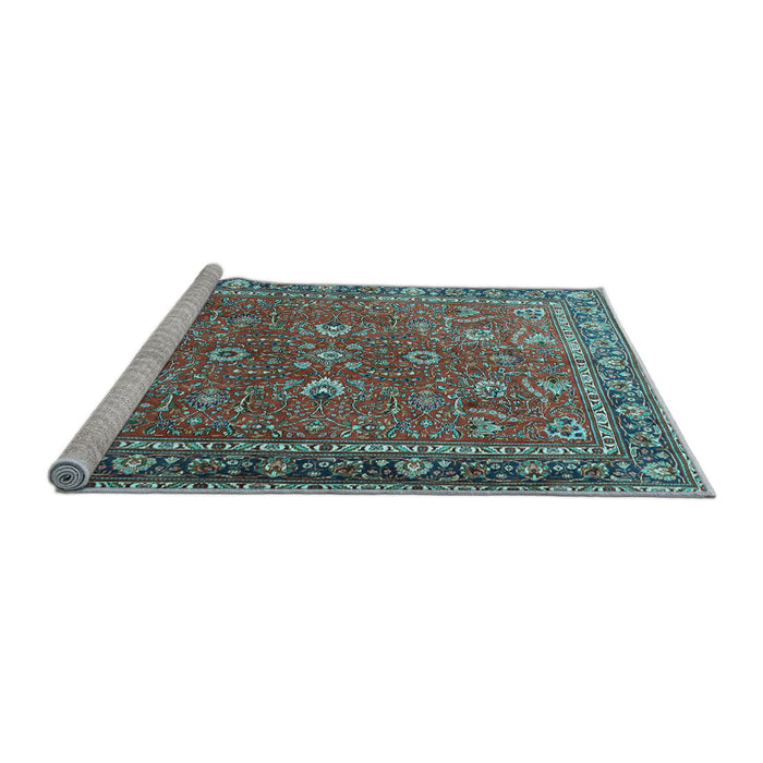 Sideview of Machine Washable Persian Light Blue Traditional Rug, wshtr1354lblu