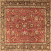 Square Persian Brown Traditional Rug, tr1354brn