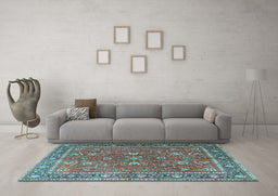 Machine Washable Persian Light Blue Traditional Rug in a Living Room, wshtr1354lblu