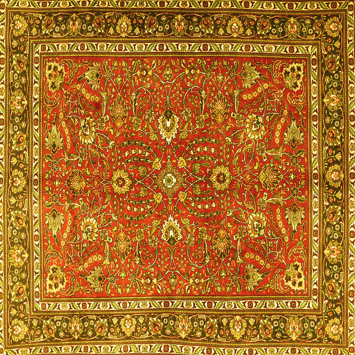 Square Machine Washable Persian Yellow Traditional Rug, wshtr1354yw