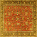 Square Machine Washable Persian Yellow Traditional Rug, wshtr1354yw