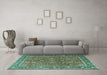 Machine Washable Persian Turquoise Traditional Area Rugs in a Living Room,, wshtr1354turq