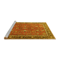 Sideview of Machine Washable Persian Yellow Traditional Rug, wshtr1354yw