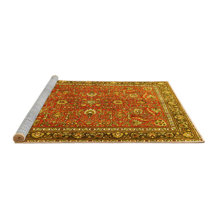 Sideview of Machine Washable Persian Yellow Traditional Rug, wshtr1354yw