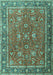 Machine Washable Persian Turquoise Traditional Area Rugs, wshtr1354turq