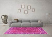 Machine Washable Persian Pink Traditional Rug, wshtr1354pnk