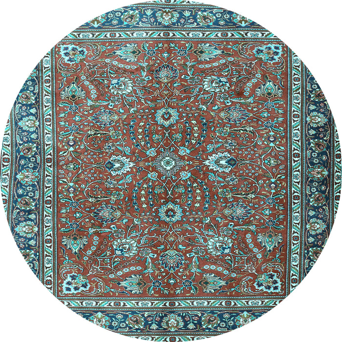 Round Machine Washable Persian Light Blue Traditional Rug, wshtr1354lblu