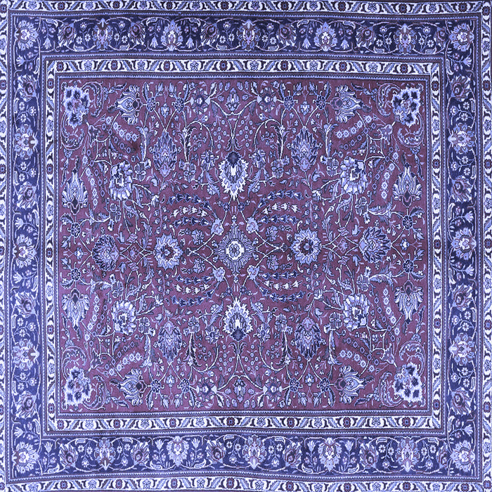 Square Machine Washable Persian Blue Traditional Rug, wshtr1354blu