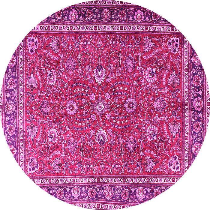 Round Machine Washable Persian Pink Traditional Rug, wshtr1354pnk