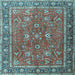 Square Machine Washable Persian Light Blue Traditional Rug, wshtr1354lblu