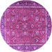 Round Persian Purple Traditional Rug, tr1354pur