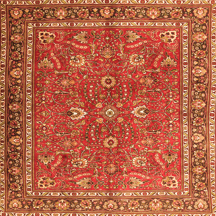 Round Machine Washable Persian Orange Traditional Area Rugs, wshtr1354org