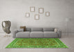 Machine Washable Persian Green Traditional Area Rugs in a Living Room,, wshtr1354grn