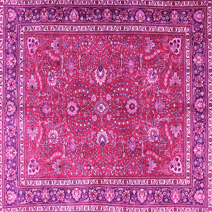 Square Machine Washable Persian Pink Traditional Rug, wshtr1354pnk