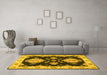 Machine Washable Persian Yellow Traditional Rug in a Living Room, wshtr1355yw