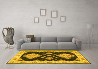 Machine Washable Persian Yellow Traditional Rug, wshtr1355yw