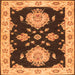 Round Machine Washable Persian Orange Traditional Area Rugs, wshtr1355org