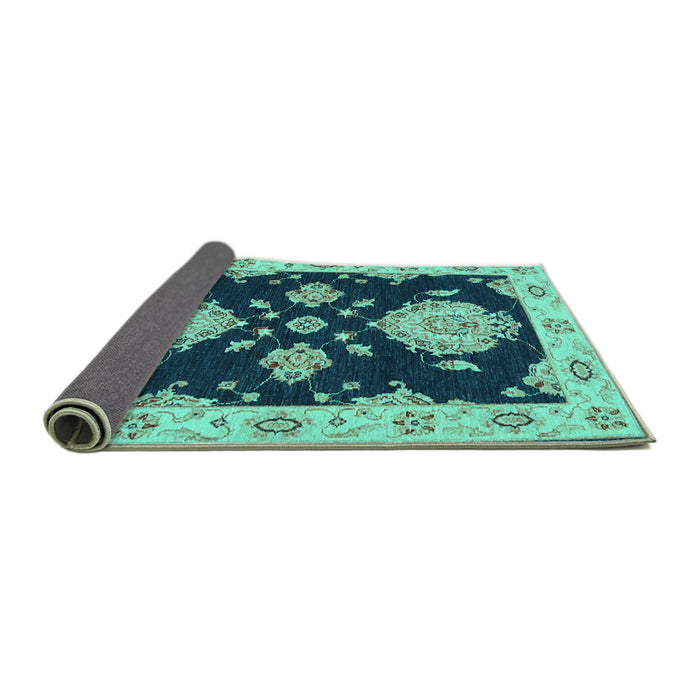 Sideview of Persian Turquoise Traditional Rug, tr1355turq