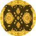 Round Persian Yellow Traditional Rug, tr1355yw