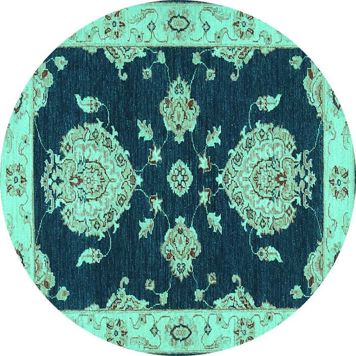 Round Machine Washable Persian Turquoise Traditional Area Rugs, wshtr1355turq