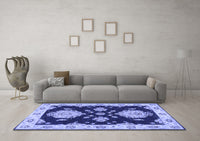 Machine Washable Persian Blue Traditional Rug, wshtr1355blu