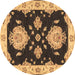 Round Persian Brown Traditional Rug, tr1355brn