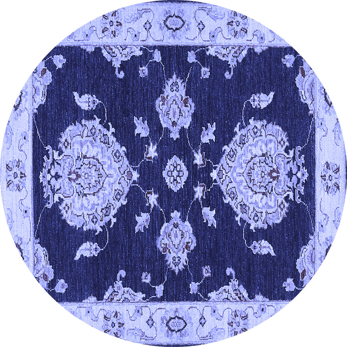 Round Machine Washable Persian Blue Traditional Rug, wshtr1355blu