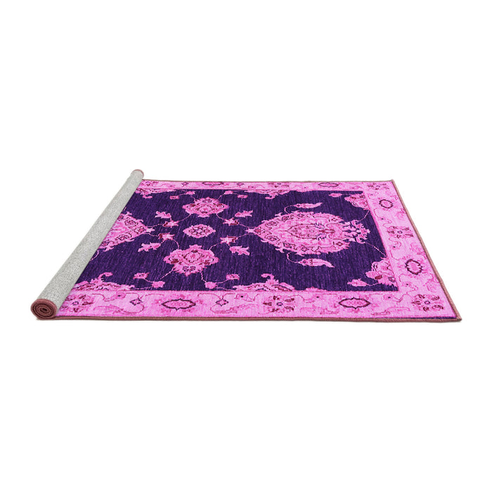 Sideview of Machine Washable Persian Pink Traditional Rug, wshtr1355pnk