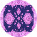 Round Persian Purple Traditional Rug, tr1355pur